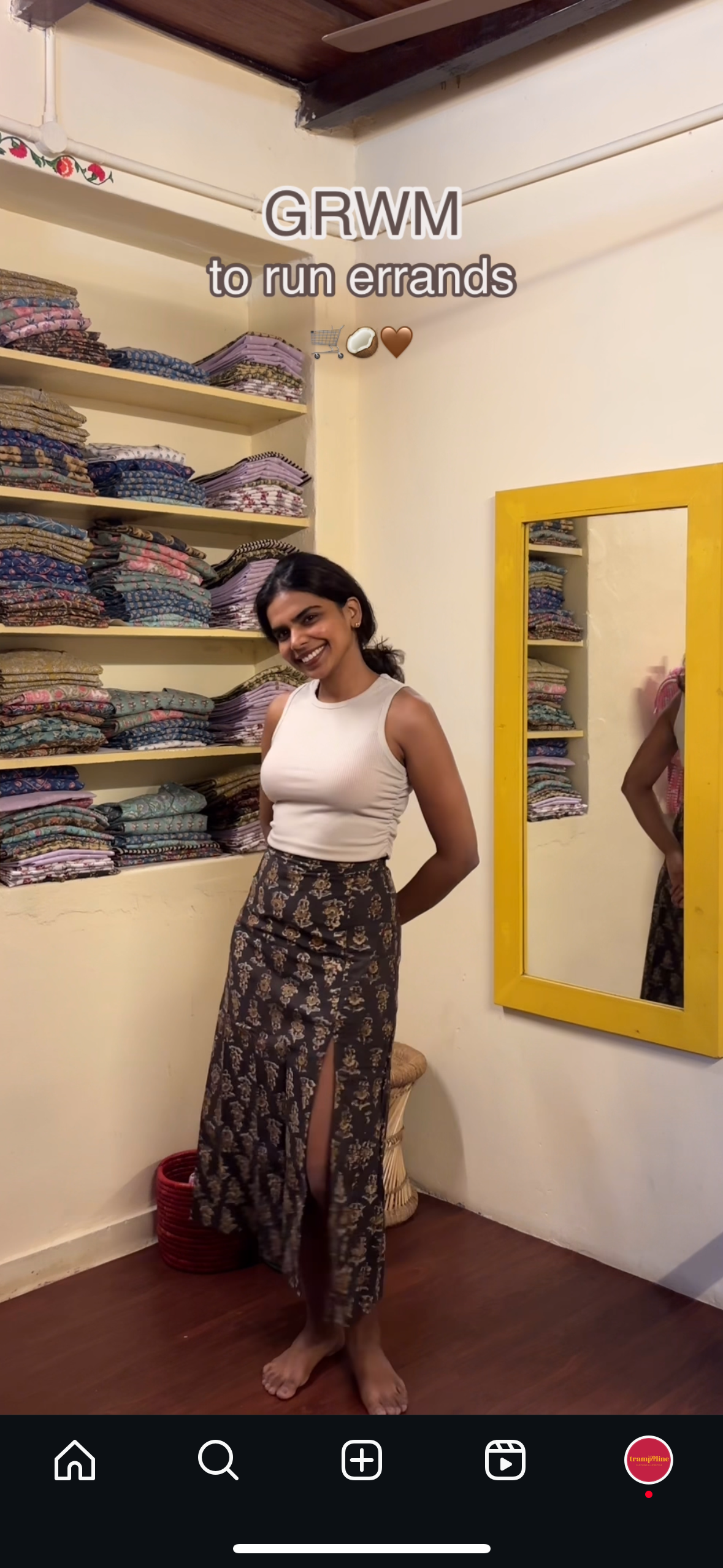 Shreya Handblock Slit Skirt