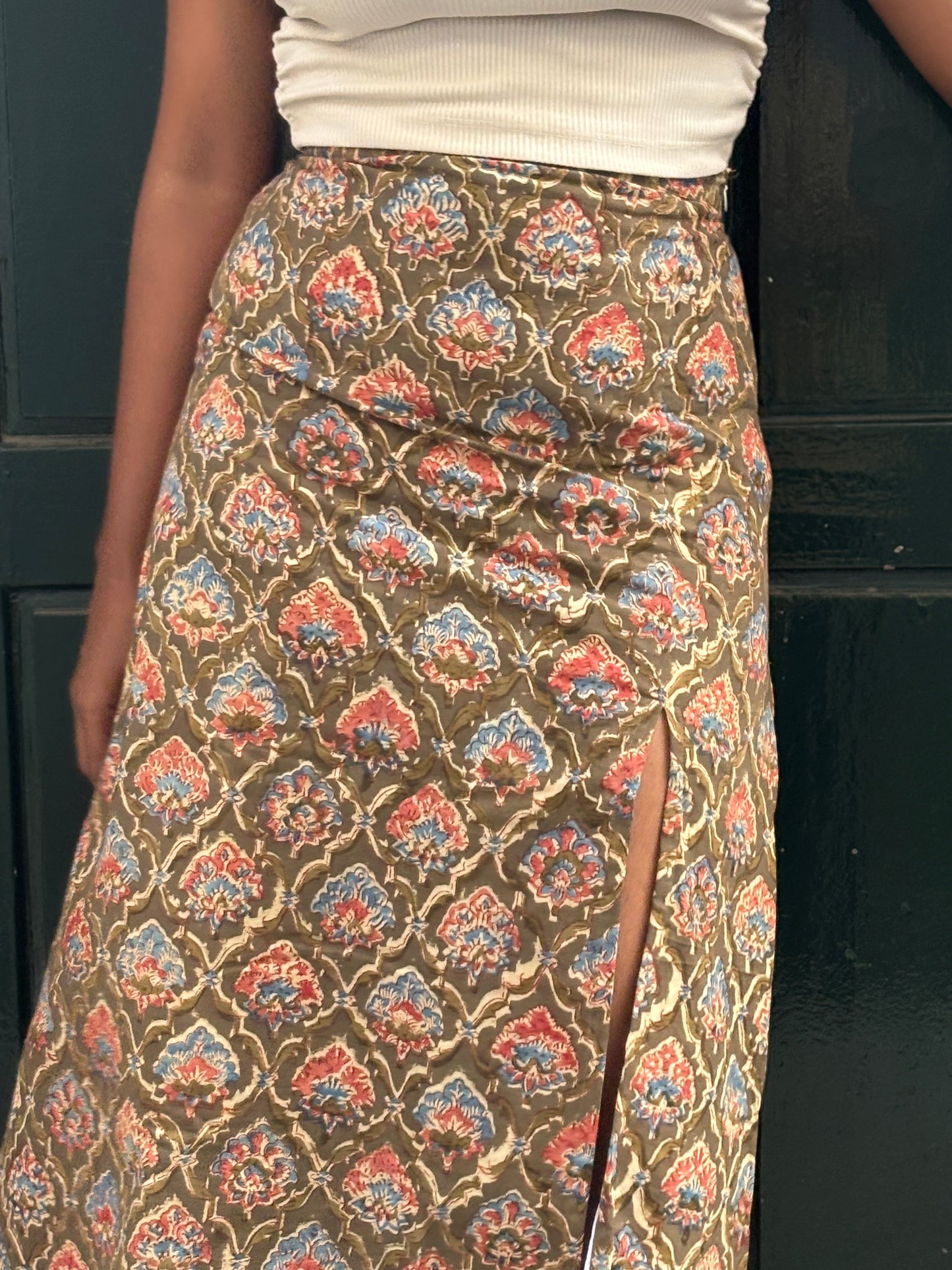 Lakshu Handblock Slit Skirt