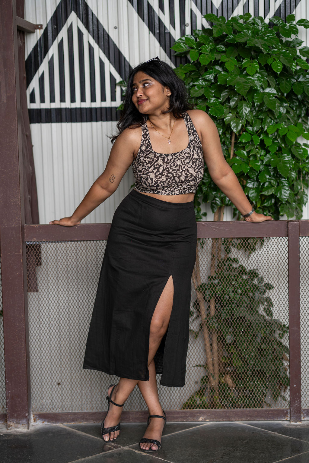 Disco Slit Skirt Co-ord Set