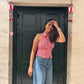 Center Shock Halter Neck Top