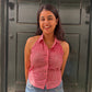 Center Shock Halter Neck Top