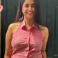 Center Shock Halter Neck Top
