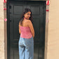 Center Shock Halter Neck Top
