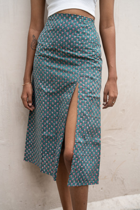 Mirthu Handblock Slit Skirt