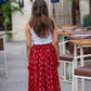 Red Lips Pleated Skirt