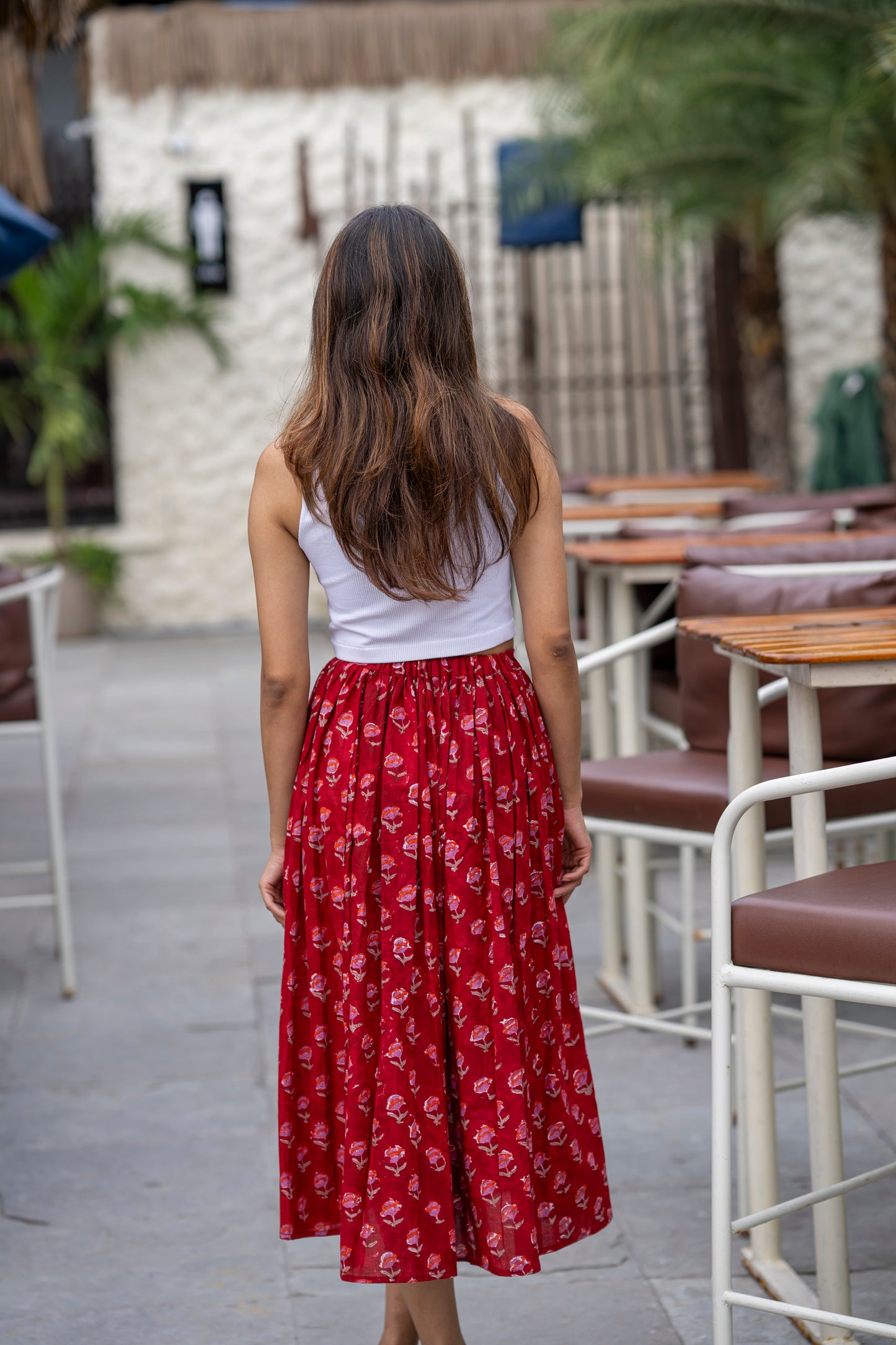 Red Lips Pleated Skirt